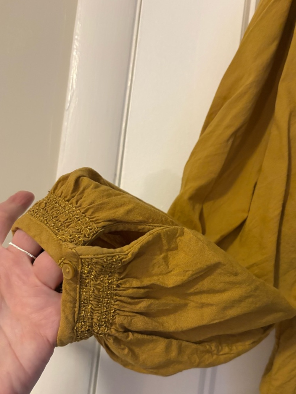 Old Navy Mustard Smocked Yoke Peasant Tunic - Picture 6 of 7